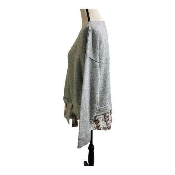 Izod womens tunic sweatshirt with bottom plaid cotton blend grey. Size.X-Large - Picture 5 of 7